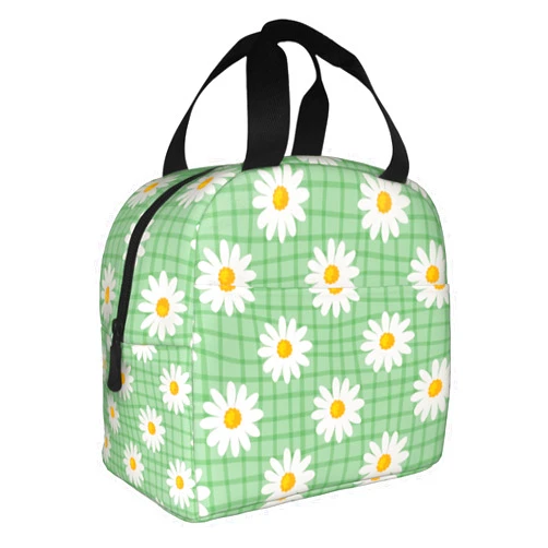 Xeubiou Daisy Lunch Bag Reusable Insulated Lunch Box Portable Meal Tote Bag for Kids Adults Work School Travel Picnic…