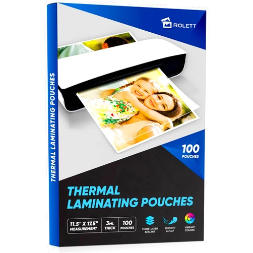 Rolett Laminating Sheets, 100 Pack Laminating Pouches Holds 11 x 17 Inch Sheets, 3 Mil Laminate Sheets 11.5 x 17.5 Inch for Laminator, Clear A3 Thermal Laminating Pouches with Round Corner
