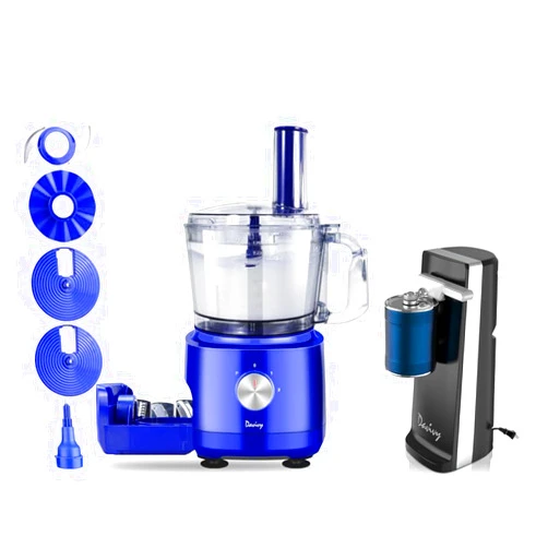 Davivy Food Processor Blue+Electric Can Opener Black