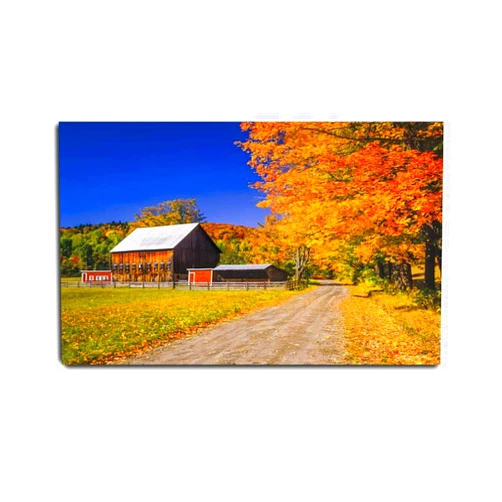 VIUBGCPS Canvas Print Pictures Wall Art Painting Autumn Colors with Farm in The Green Mountains vt barn in Autumn Framed & Stretched Posters Ready to Hang Home Decor Artworks - 20x32inch