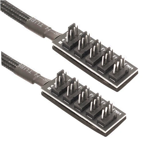 BUYMINERS.CA PWM Fan Splitter Extension Cable - 1 to 5 Computer Fan Splitter Cable Compatible with 3 & 4 Pin PC Cooling Fans, 13 inch Black Braided Nylon Cable (2 Pack)