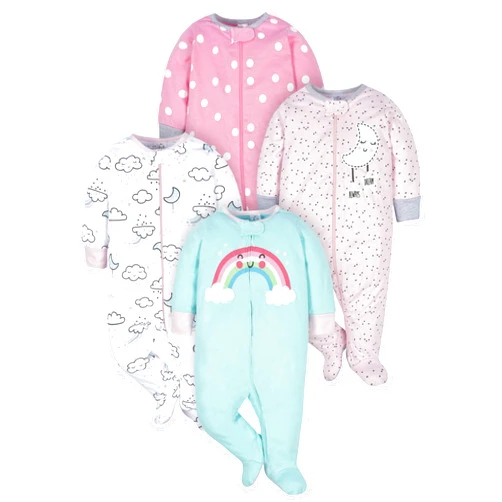 Gerber Baby Girls' 4 Pack Sleep 'N Play Footie