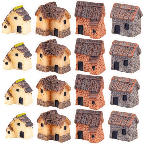 Framendino, 12 Pack Tiny Houses Fairy Garden House Miniature Gardenhouse Mini Resin Buildings