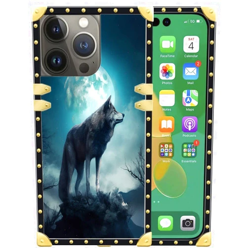 DeweiDirect Mobile Phone Case for iPhone 14 Pro Max with Wolf Art Print JX027 Pattern Slim Soft TPU Corner Shockproof Protection Bumper Back Cover