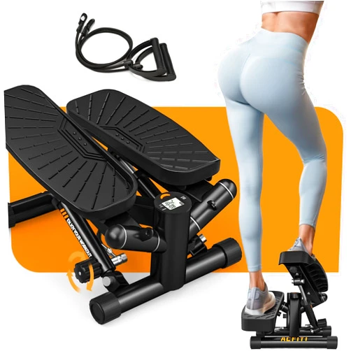 ACFITI Steppers for Exercise at Home, Mini Stepper with Resistance Bands, Air-Powered Stair Stepper with 350lbs Loading Capacity,Twist Stepper Portable Exercise Equipment for Full Body Workout