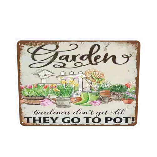 Paskond Vintage Metal Garden Signs -Gardeners Don't Get Old,Retro Garden Tin Signs Decor Wall Art Porch Yard Gift Home Bedroom Bathroom Bar Restaurant Farm Country Cafe Club Garden Poster gifts 5.5x8 inch