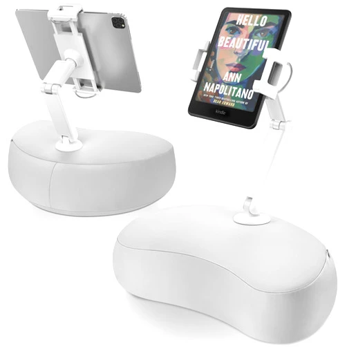 AboveTEK Kindle Tablet Pillow Stand, iPad Pillow Holder for Lap with Soft Bean Bag, Multiple Angles Adjustable iPad Bed Holder Fits 4.7 to 12.9 Inch Kindle/Tablet/Phone for Sofa, Chair, Ground - Gray