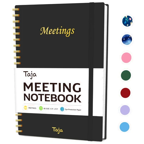 Taja Meeting Notebook For Work Organization - Work Planner Notebook With Action Items, Agenda Planner For Note Taking, 160Pages (6.9