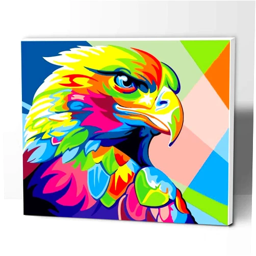 Komking DIY Paint by Numbers for Kids and Adults Beginner with Frame, Colorful Eagle Acrylic Painting on Canvas 12x16inch