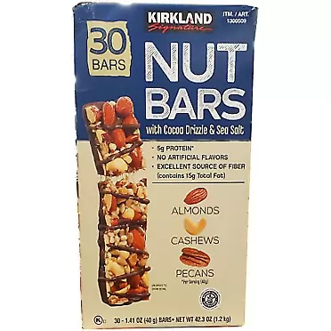 KIRKLAND SIGNATURE Nut Bars 30Count (2.64 Lbs), 42.3 Oz (096619215607) 42.3 Ounce (Pack of 1)