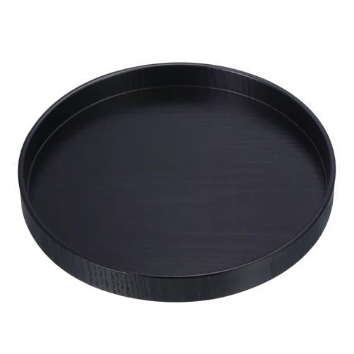 PATIKIL Wood Serving Tray 8 Inch, Round Decorative Platter for Home Decor Kitchen Table Candle Holder, Black