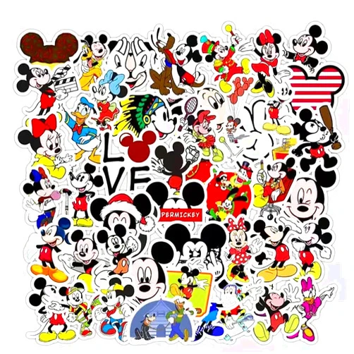 USLEH 50pcs Vinyl Stickers Waterproof Micey Minnie Decals for Water Bottles Cars Motorcycle Skateboard Portable Luggages Phone Ipad Laptops
