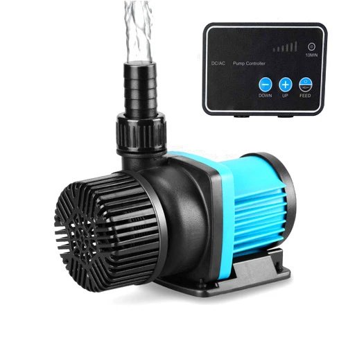 JEREPET 1250gph Aquarium 24V DC Water Pump with Controller, Submersible and Inline Return Pump for Fish Tank,Aquariums,Fountains,Sump,Hydroponic,Pond,Freshwater and Marine Water Use (32W,13.1FT)