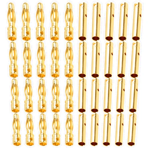 Vgoohobby 20Pairs Vgoohobby 4.0mm 4mm Banana Plug Bullet Male Female Connector Adapter for DIY RC Lipo Battery ESC Motors