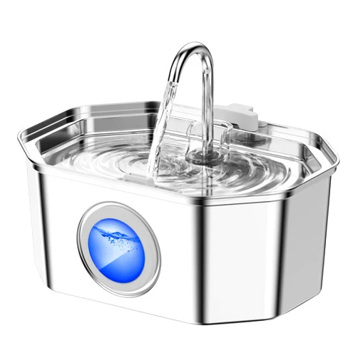 APAUK Cat Water Fountain Stainless Steel 108oz/3.2L, APAUK Automatic Pet Fountain Dog Water Dispenser with Water Level Window, Quiet Cat Fountain for Drinking, Inside with Replacement(1 Filter&1 Sponge)