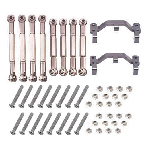 BONRI Vgoohobby Metal Pull Rod Steering Servo Link Linkages Arm Tie Rod Ends with Pull Rod Base Seat Fixed Mount Compatible with WPL B1 B14 B-16 C-14 C-14K C-24 C-24K 1/16 RC Car