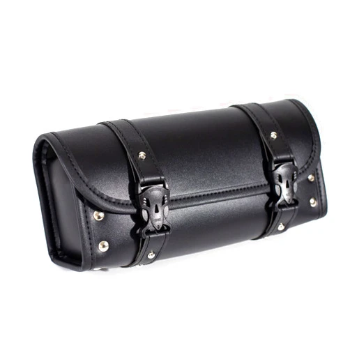 JZLS Motorcycle Tool Bag, Suitable for Honda Harley Suzuki Yamaha Kawasaki Universal PU Leather Motorcycle Front Fork Bag，Handlebar Bag，Sissy Bar Bag ,With 2 Fixed PU Belts