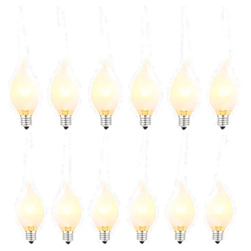Doratale Silicone Dipped Candle Light Bulbs, 5 Watt Night Light Bulbs, C7/E12 Candelabra Base Bulbs, Clear Country Style Candle Light Bulbs for Christmas Chandelier Electric Window Candle, 120 Volt- 12 Pack