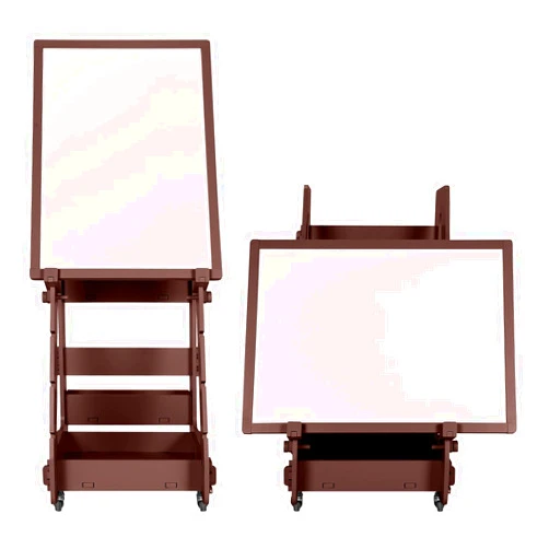 Costzon Kids Art Easel with Lockable Wheels, Height Adjustable Magnetic Removable Painting Board with Storage, Double Sided Easel for Kids Age 3+ (Coffee)