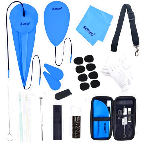SKYNEO Saxophone Cleaning kit, Clarinet Cleaning Kit with Maintenance Kit,Cork Grease,Swab,Strap,Cleaning Cloth,Thumb Rest,Reed Case,Mouthpiece Brush and More