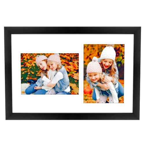Golden State Art 5x7 Collage Picture Frame - Solid Wood with Tempered Glass - 9x14 Multi Picture Frame - Use as (2) 5