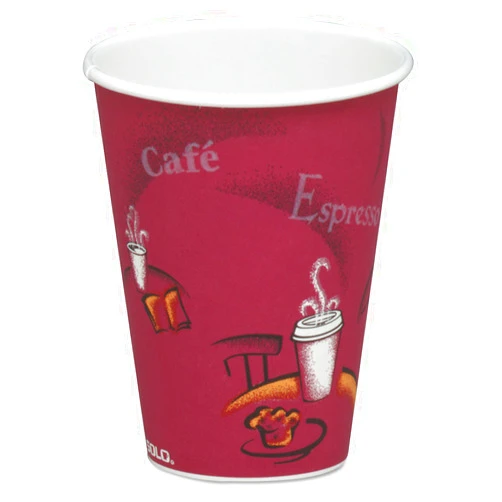 Jofeili SOLO 378SI Bistro Design Hot Drink Cups, Paper, 8oz, Maroon, 50/Bag, 20 Bags/Carton