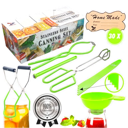 Supa Ant Canning Supplies - USA Assembled & Certified Food Grade Stainless Steel Canning tools - Canning set/pickling kit for beginners - Canning kit includes extra wide mouth funnel for mason jars