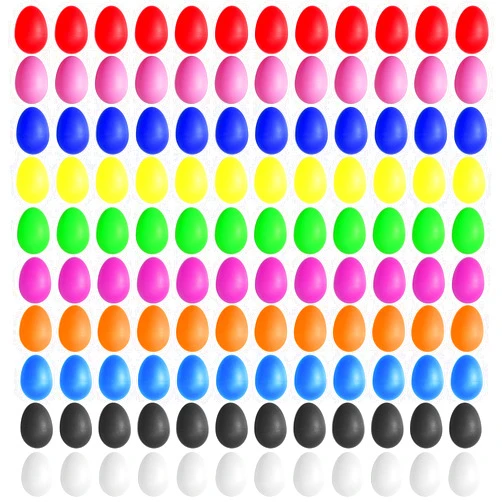 Olutacot 120 Pcs Plastic Egg Shakers Easter Egg Shaker Percussion Musical Maracas Plastic Easter Egg for Kids Toys Learning DIY Painting(10 Colors)