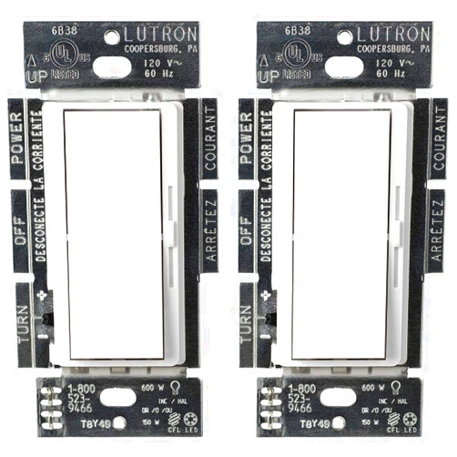 Lutron Diva LED+ Dimmer Switch for Dimmable LED, Halogen and Incandescent Bulbs, Single-Pole or 3-Way, DVCL-153P-WH, White (2-Pack)