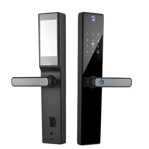 Swokely Smart Lock with Camera 4.5 Inch Screen BT Keyless Entry Door Lock TY APP/Fingerprint/Password/Card/Mechanical Key Unlocking Methods Door Lock for 40-120mm Thickness Office Home Bedroom Door