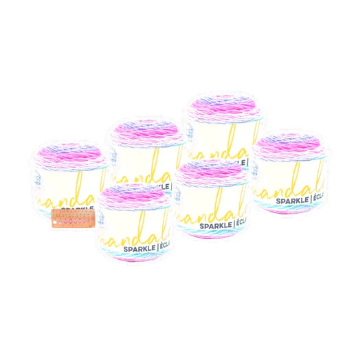 Lion Brand Yarn - Mandala Sparkle - 6 Pack with Needle Gauge (Draco)