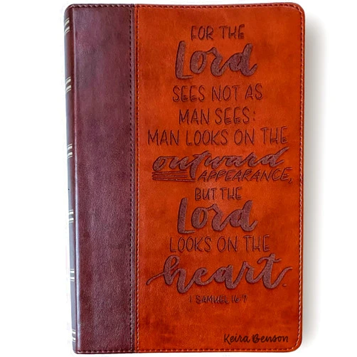 JOY CREATIVE Hand Lettered and Laser Engraved KJV Bible, Brown, Hand Lettered and Laser Engraved with Option to Add Custom Name, Personalized Gift for Wedding, Baptism, Graduation or Birthday…