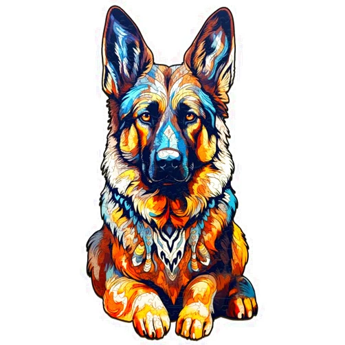 Jigfoxy Wooden Puzzles for Adults, German Shepherd Wooden Jigsaw Puzzles for Adults, Unique Animal Shape Wood Cut Puzzles for Puzzle Lovers, Birthday Gifts for Family Friend (M-11.6 * 6.3in-168pcs)