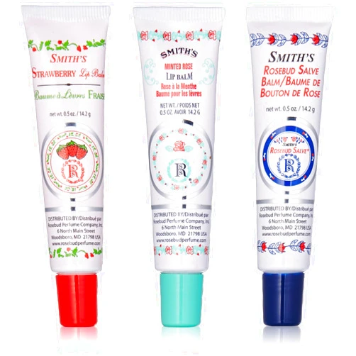 Rosebud Perfume Co. Tube 3 Pack: Smith's Rosebud Salve + Rosebud Lip Balm (Rose & Strawberry & Minted)