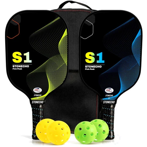 Generic Pickleball Paddles, Pickleball Set, USAPA Approved, Fiberglass Face, Polypropylene Honeycomb Core, Lightweight, Set of 2 Paddles & 4 balls & Bag