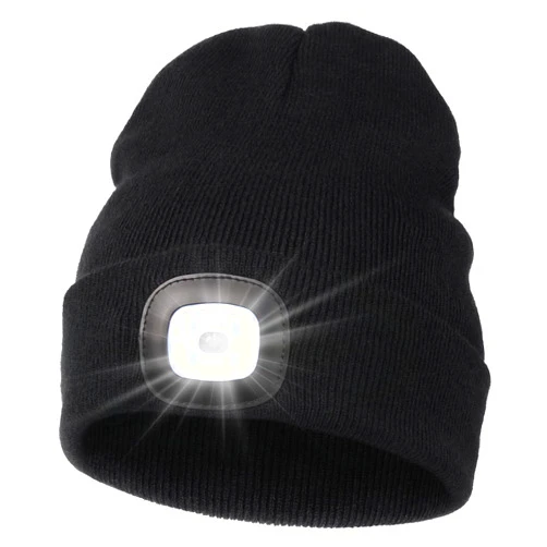 MELASA Unisex Beanie Hat with Light, Rechargeable Hands Free LED Headlamp Knitted Light Beanie Cap,Men Gifts for Dad Husband