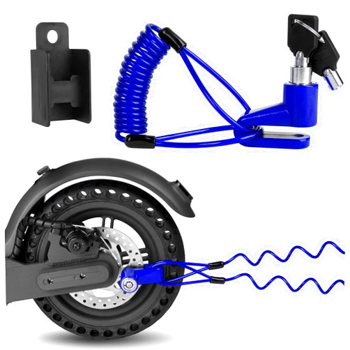Ainiv Disc Brake Lock, E Scooter Lock Anti-Theft, Cable Bike Lock Waterproof 5FT /12mm Cable with 2 Keys for Scooter, Bike, Electric Bike, Skateboards, Strollers, Lawnmowers with Lock Holders-Blue