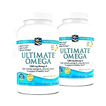 Nordic Naturals Ultimate Omega, Lemon Flavor - 1280 mg Omega-3-2 Pack - 360 Total Soft Gels - High-Potency Omega-3 Fish Oil with EPA & DHA - Promotes Brain & Heart Health - Non-GMO - 180 Servings