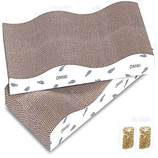 OIMIWI Cat Scratcher 2 PCS Pad, Cardboard with Premium Reversible Scratch Textures Design Wide Durable Scratching Pad