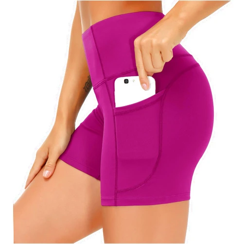 THE GYM PEOPLE High Waist Yoga Shorts for Women's Tummy Control Fitness Athletic Workout Running Shorts with Deep Pockets