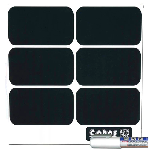 Cohas Chalkboard Labels in Large Rectangle Shape includes Liquid Chalk Marker and 18 Labels, Fine Tip, White Marker