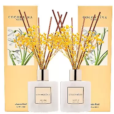 COCORRÍNA Cocorrína Premium Reed Diffuser Set with Preserved Baby's Breath & Cotton Stick Jasmine Neroli 2 Packs - 6.7oz Scent Fragrance Oil Diffuser for Bedroom Bathroom Living Room Home Décor Jasmine Neroli Flower/6.7 Ounce/2pack