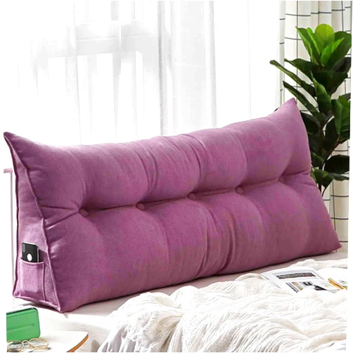 YYMTX Triangular Wedge Headboard Pillow,Reading Pillows Pillow Headboard Twin Headboard Pillows Linen Daybed Pillows Back Cushion Long Pillow with Pocket,K-Queen(59x7.8x19.7Inches)