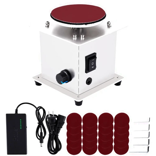 MXBAOHENG Mini Disc Sander 4 inch Electric Small Sanding Disc Machine with Forward and Reverse Function for Wood, Metal, Stone, and Scissors Sanding 6000RPM