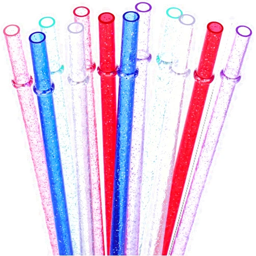AYOYO 11 Inch Plastic Replacement Straws for 16 oz 20 oz 24 oz 30 oz Stanley,YETI,Starbucks Mason Jar Tumblers Travel 24 Pack Glitter Reusable Straws 2 Piece Cleaning Brush