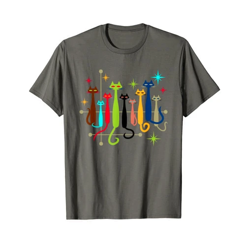 DW MCM Cats Mid-Century Modern Cats Vintage Retro MCM 1950s Style T-Shirt