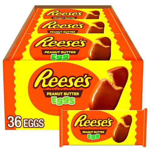 REESE'S Milk Chocolate Peanut Butter Eggs, Easter Basket Easter Candy Packs, 1.2 oz (36 Count)