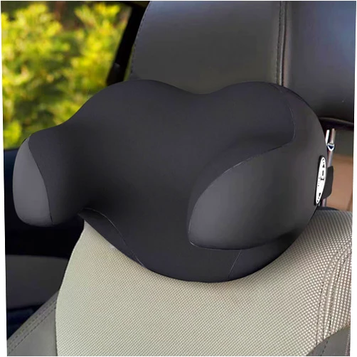 SPRFUFLY U Shaped Car Headrest Pillow, 100% Pure Memory Foam Car Neck Pillow with Breathable Removable Cover, Ergonomic Design, Corrects Posture - Car Pillow for Nap/Neck Pain Relief(Black, 1P)