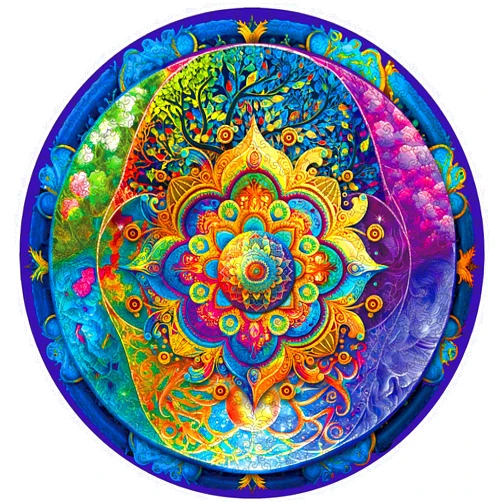 Mys Aurora 300 Piece Puzzles for Adults Mandala Wooden Jigsaw Puzzles Unique Shape Brain Teaser Puzzles, Beautiful Package, Best Gift for Adults Family Games