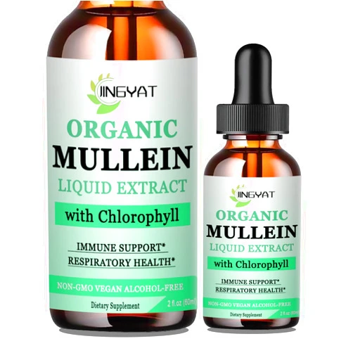 JINGYAT Mullein Drops for Lungs | Powerful Mullein Leaf Extract with Chlorophyll, Vitamin C, Cinnamon for Immune Support, Detox & Respiratory Support, Bronchial Support | Non-GMO, Kosher, Gluten-Free